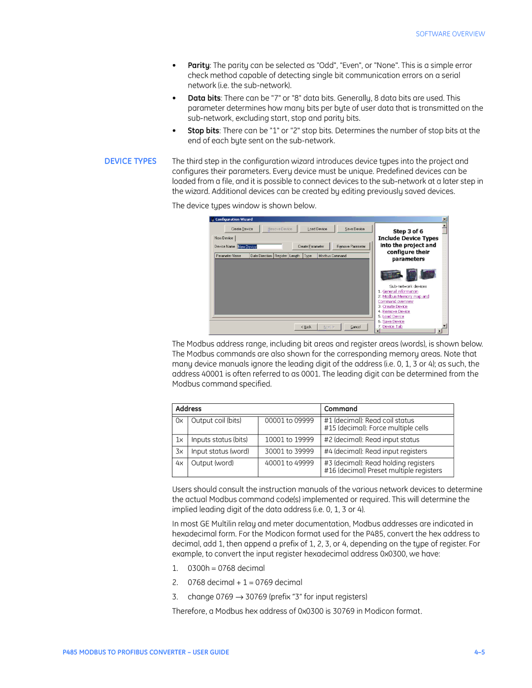 GE P485 instruction manual Address Command 