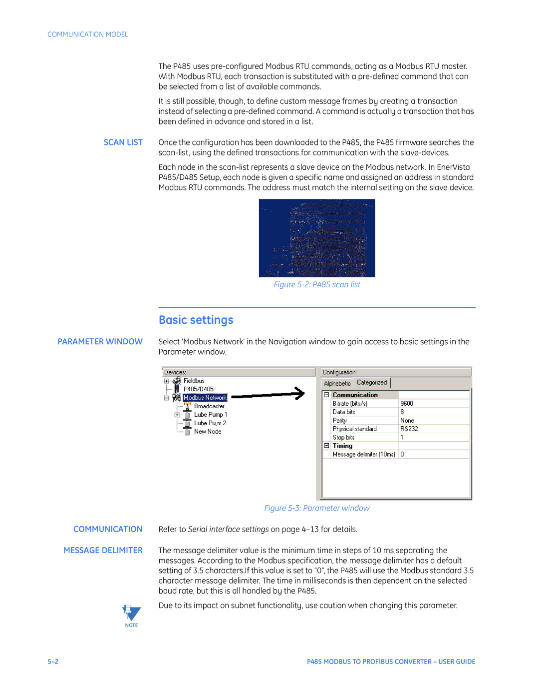 GE instruction manual Basic settings, P485 scan list 