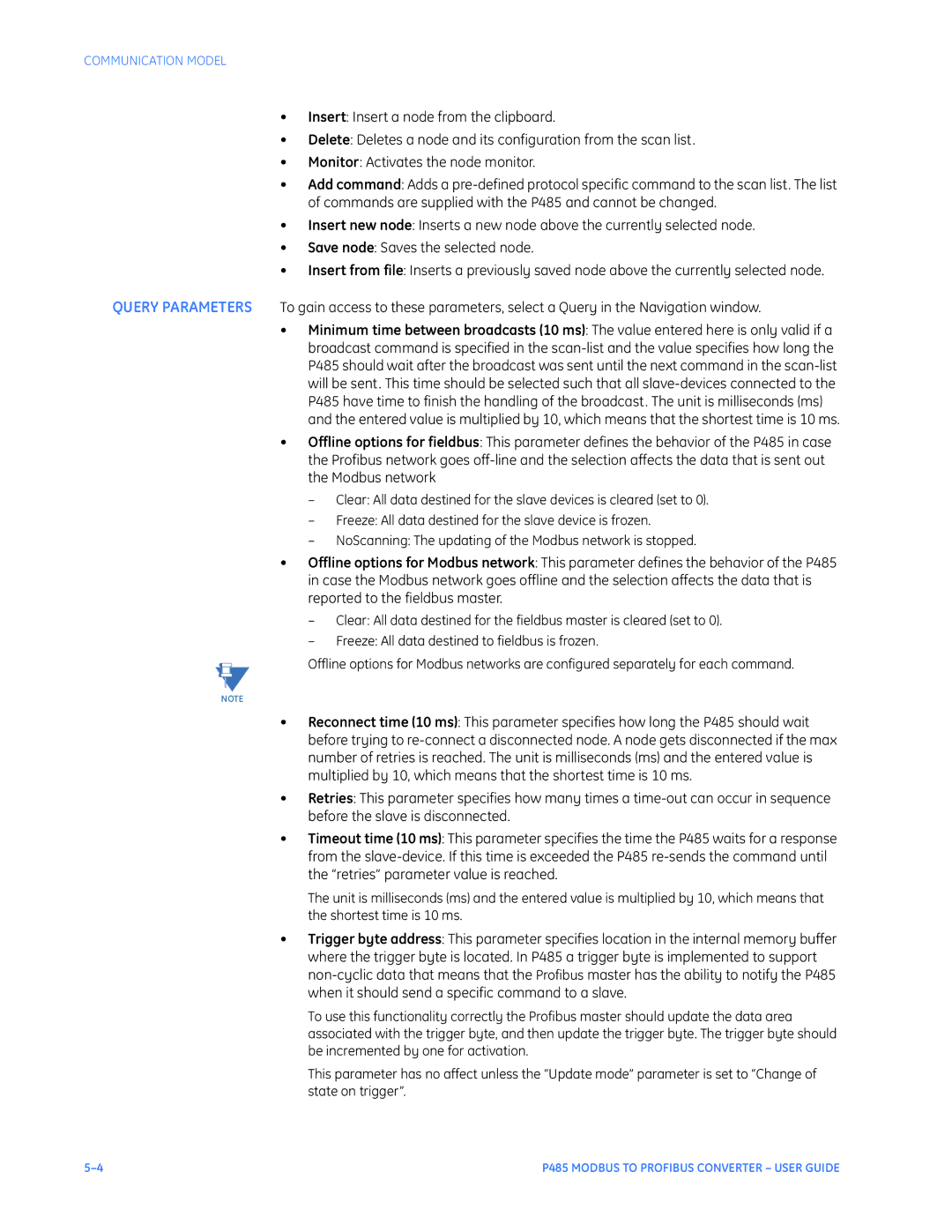 GE P485 instruction manual Communication Model 