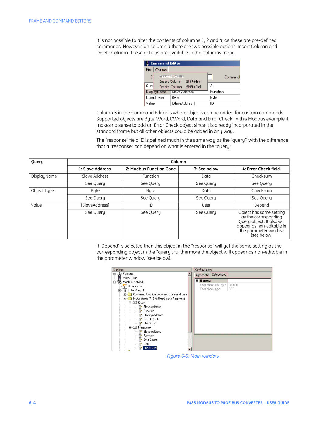 GE P485 instruction manual Main window 