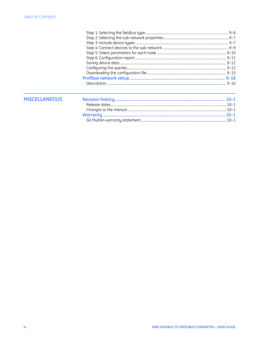 GE P485 instruction manual Miscellaneous 