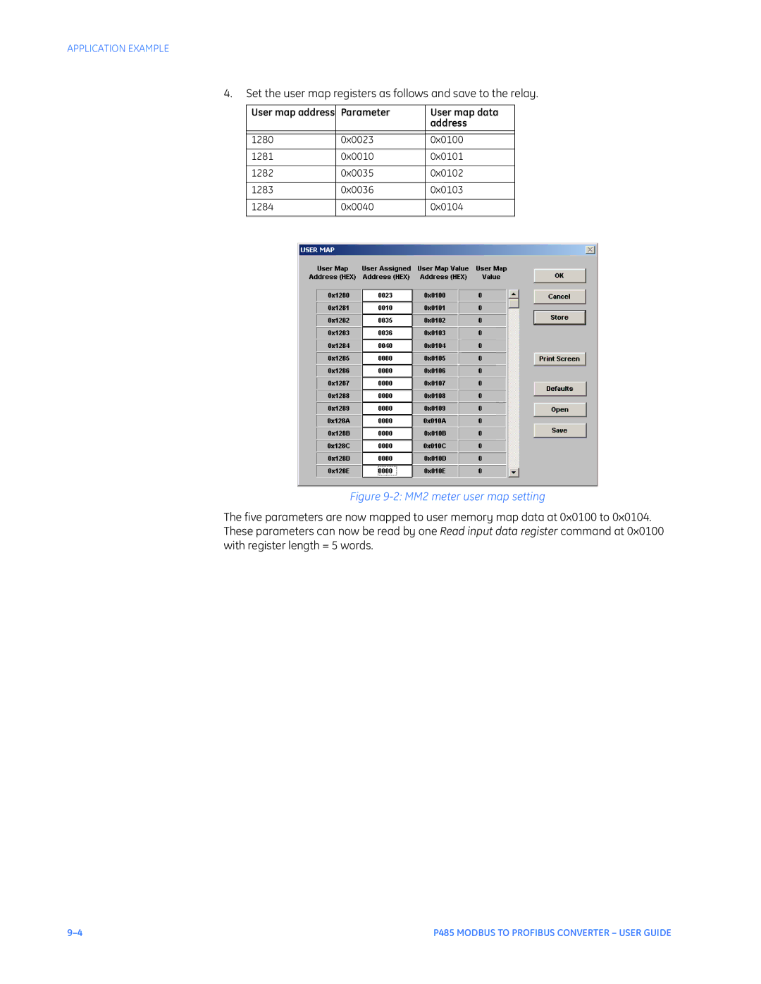 GE P485 instruction manual MM2 meter user map setting 