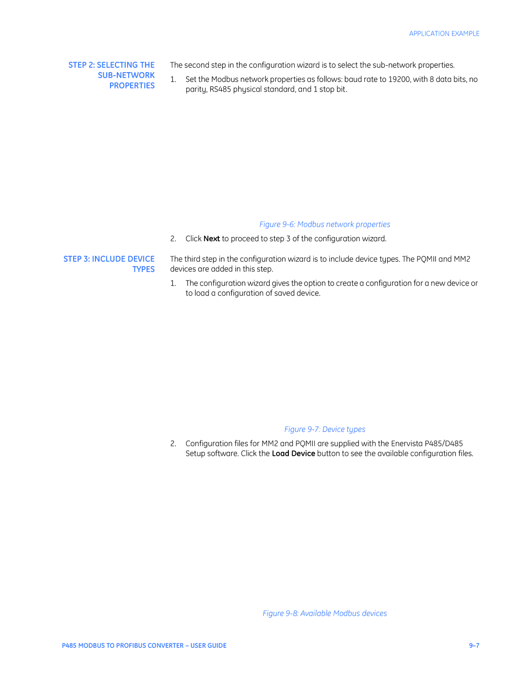 GE P485 instruction manual Selecting the SUB-NETWORK Properties, Modbus network properties 