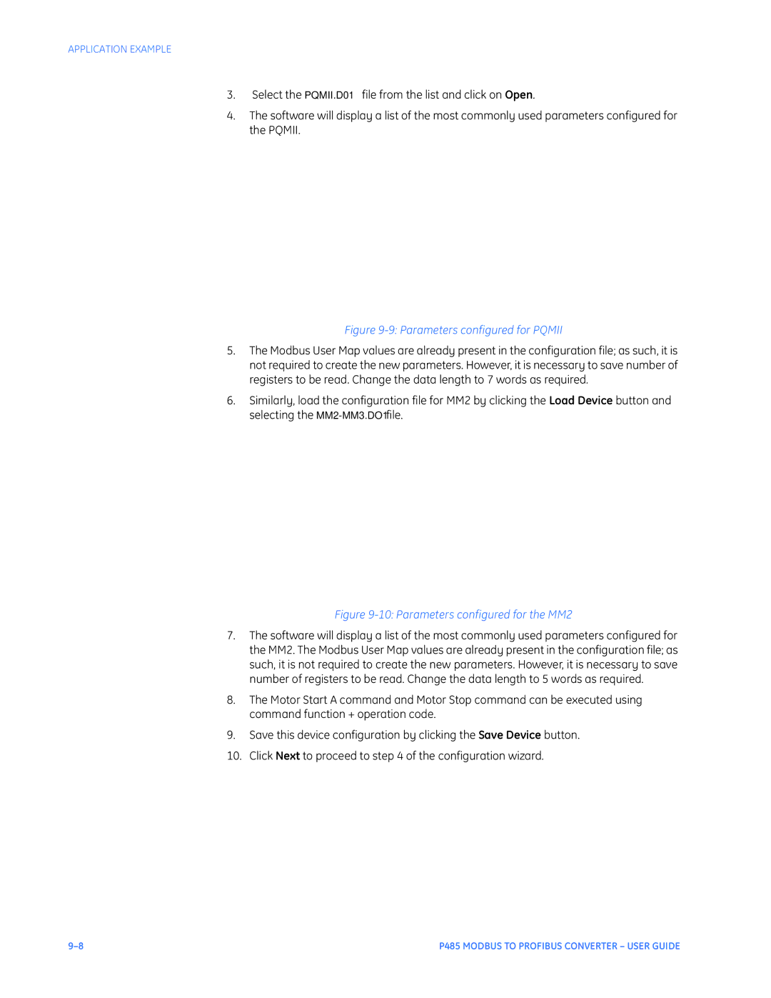 GE P485 instruction manual Parameters configured for Pqmii 