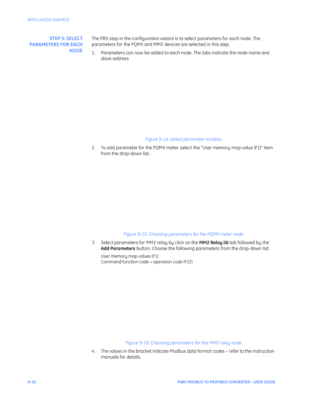 GE P485 instruction manual Select Parameters for Each Node, Select parameter window 