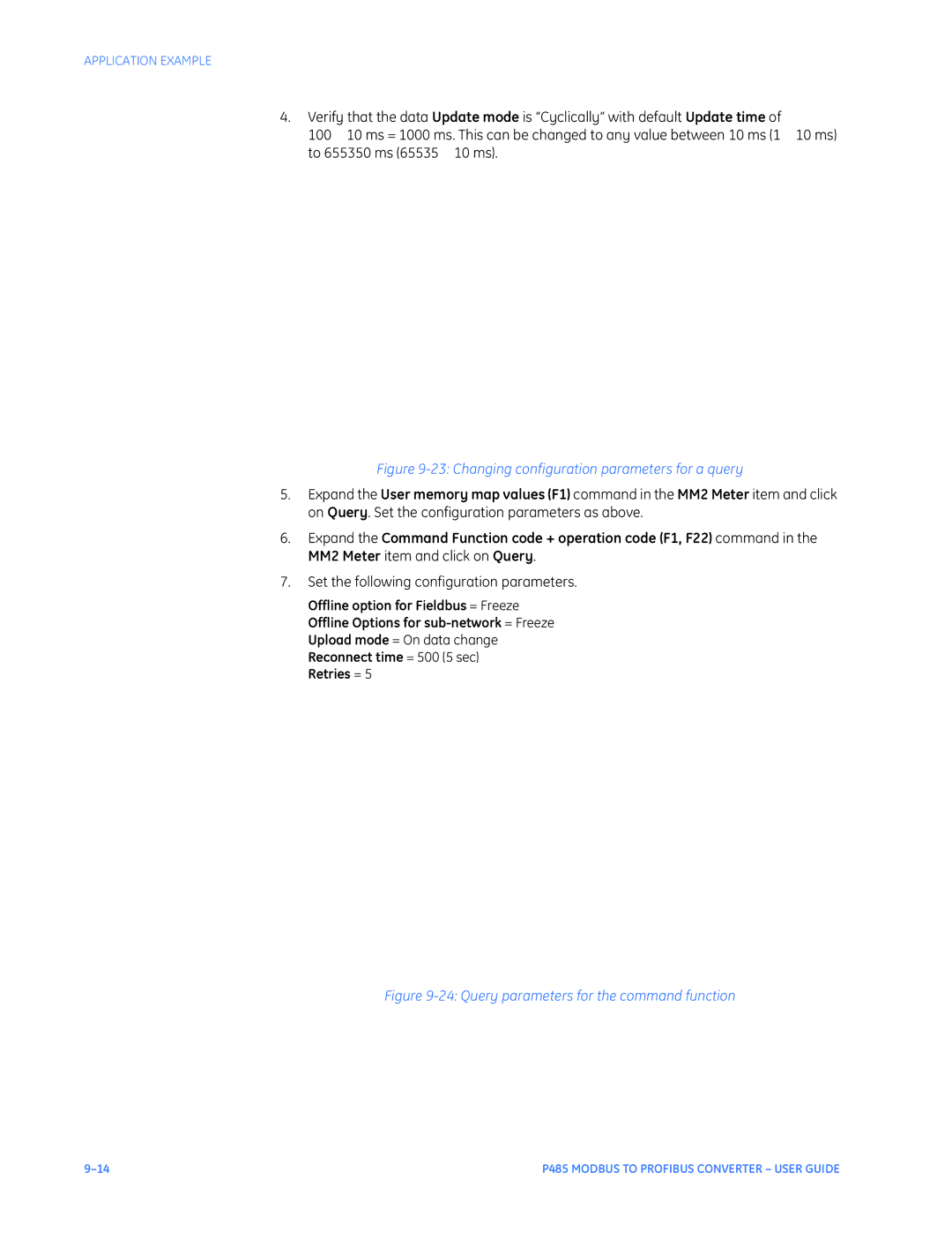 GE P485 instruction manual Changing configuration parameters for a query 