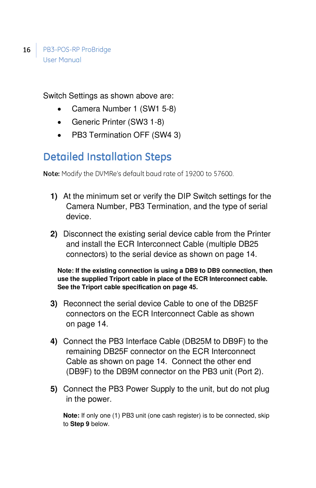 GE PB3-POS-RP user manual Detailed Installation Steps 