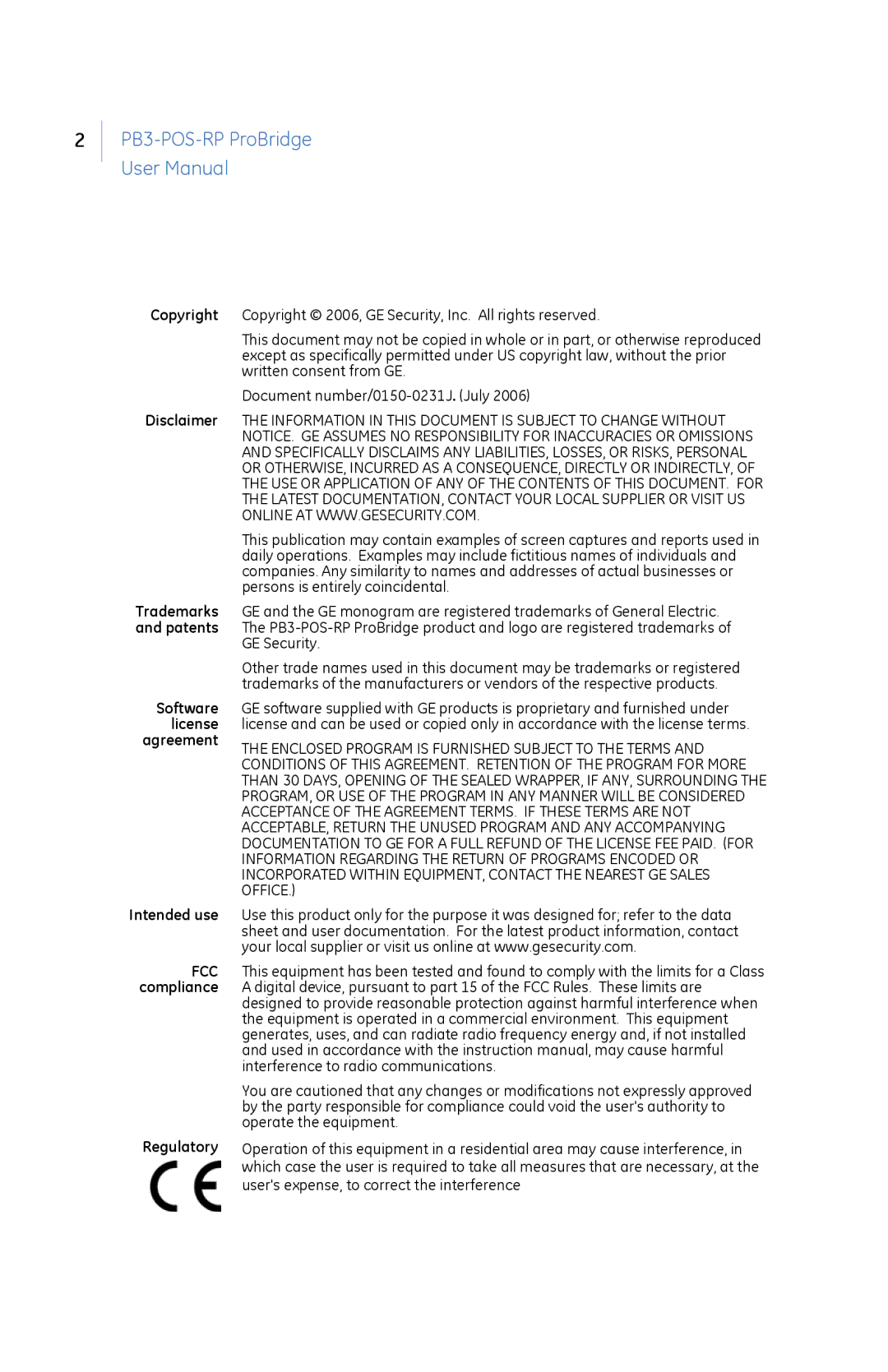 GE PB3-POS-RP user manual 