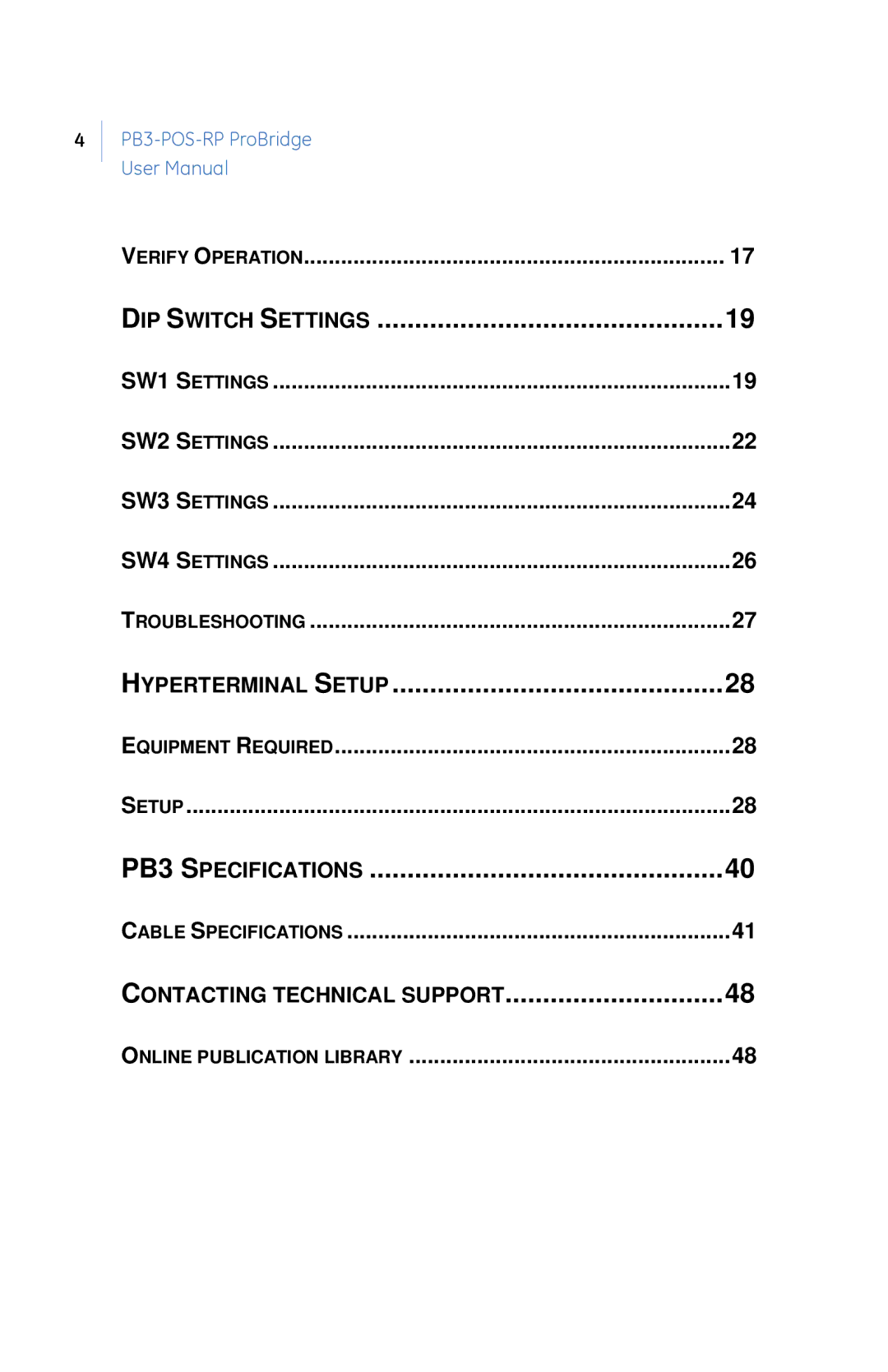 GE PB3-POS-RP user manual DIP Switch Settings 