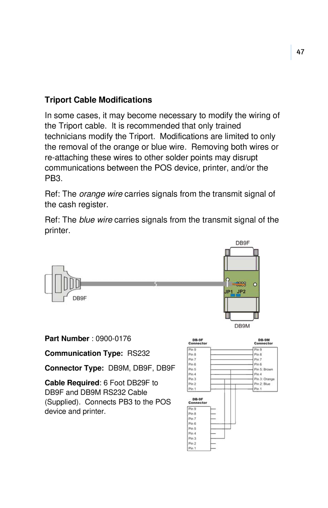 GE PB3-POS-RP user manual Triport Cable Modifications 