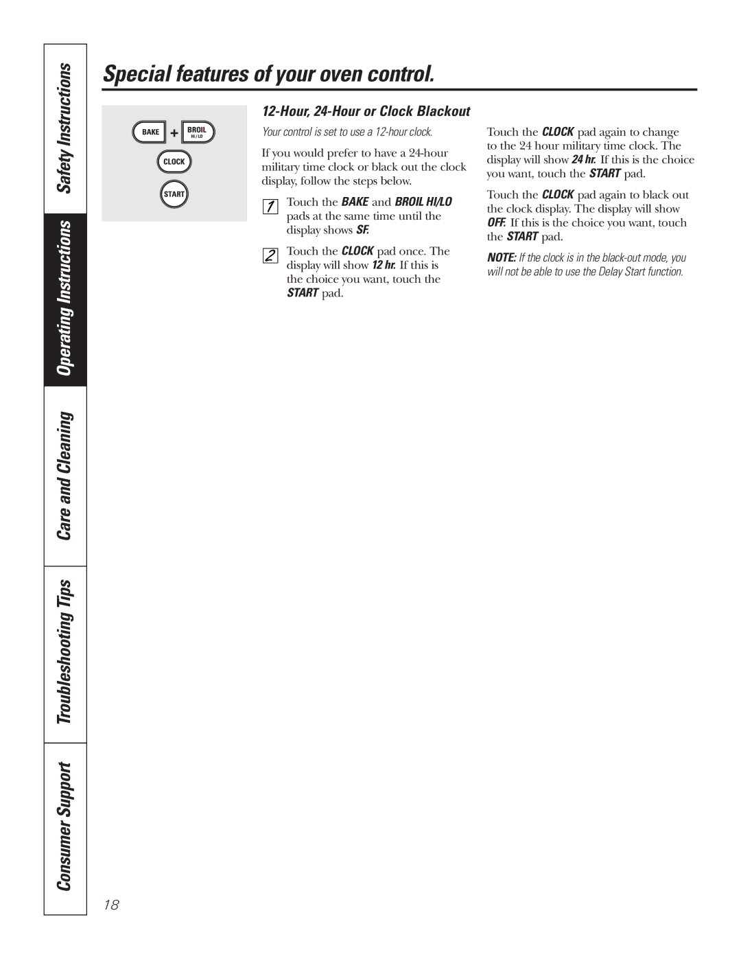 GE PB750 owner manual Hour, 24-Hour or Clock Blackout, Your control is set to use a 12-hour clock 