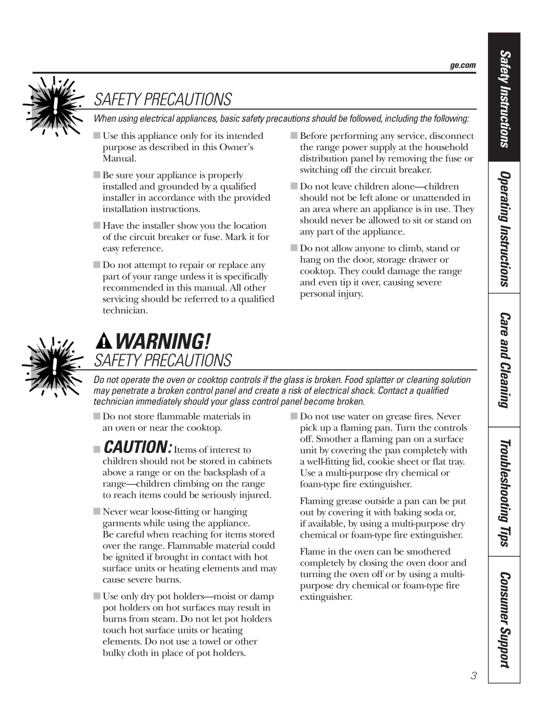 GE PB750 owner manual Safety Precautions, Ge.com 