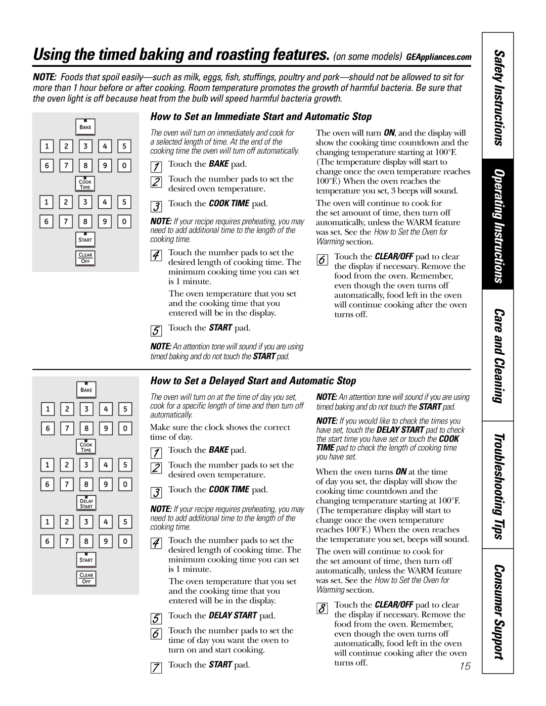 GE PB976 Operating Instructions Care, Troubleshooting Tips Consumer Support, How to Set a Delayed Start and Automatic Stop 