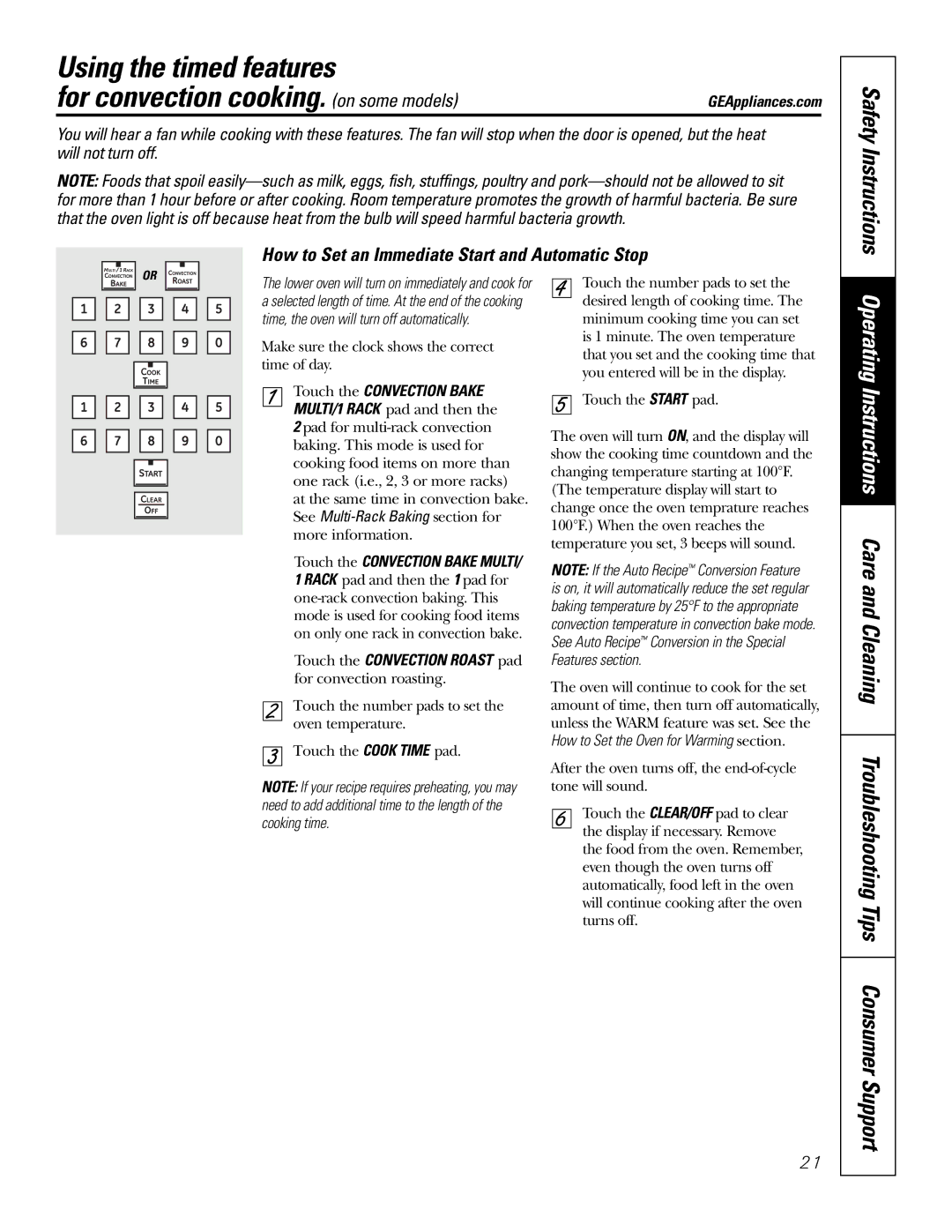 GE PB976 manual Safety Instructions 