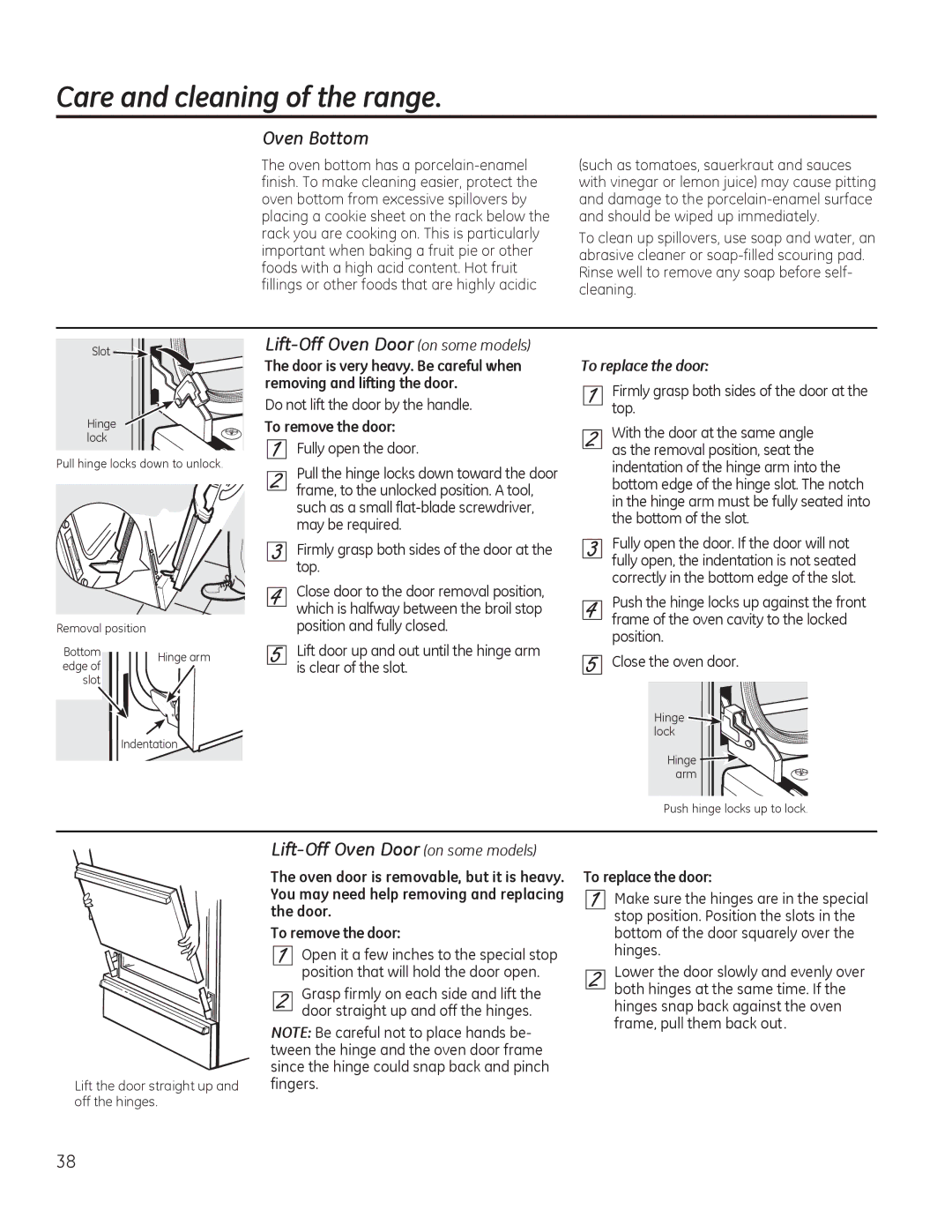 GE PCGB910 manual 2YHQ%RWWRP, 7RUHPRYHWKHGRRU, 7RUHSODFHWKHGRRU 