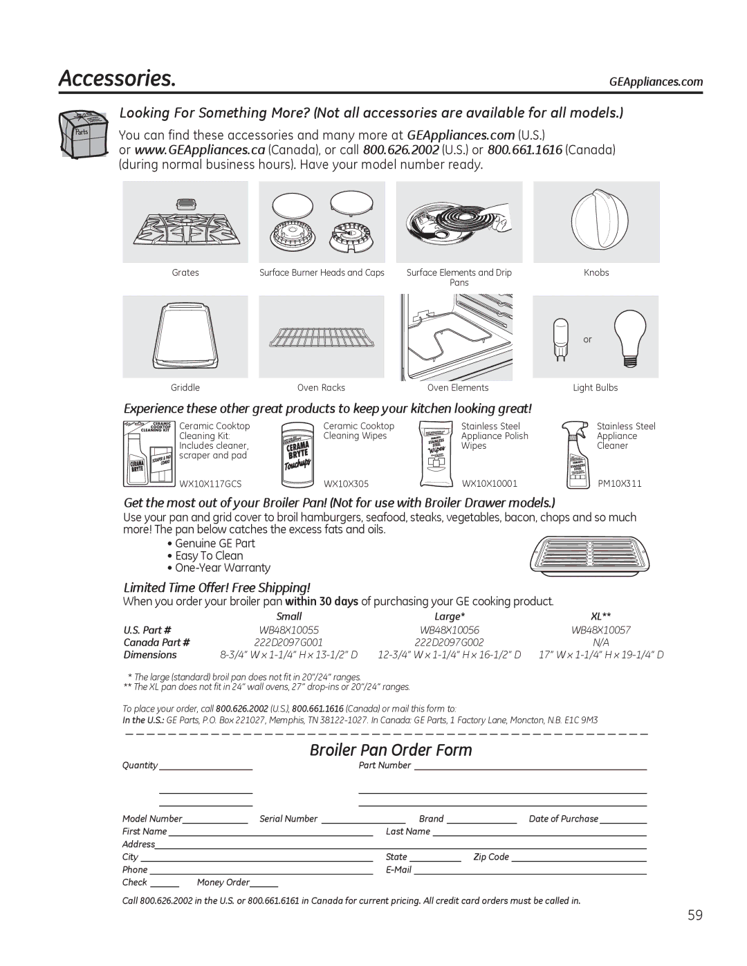 GE PCGB910 manual $Ffhvvrulhv, LPLWHG7LPH2IIHUUHH6KLSSLQJ 