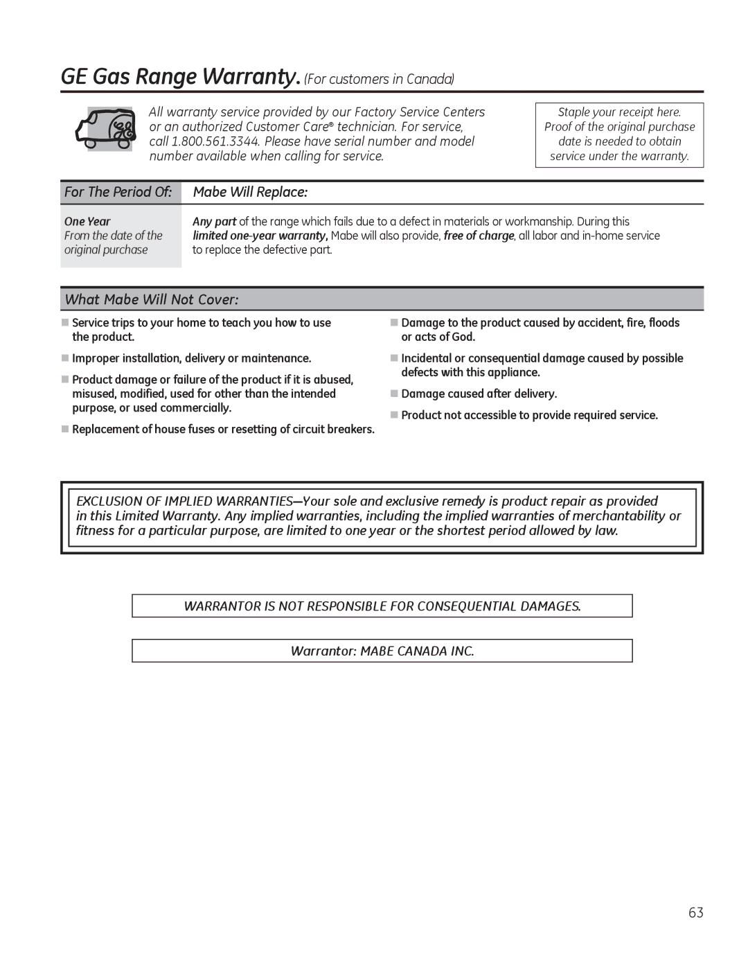 GE PCGB910 manual RU7KH3HULRG2I 0DEHLOO5HSODFH, KDW0DEHLOO1RW&RYHU, „DpdjhFdxvhgDiwhuGholyhu\ 