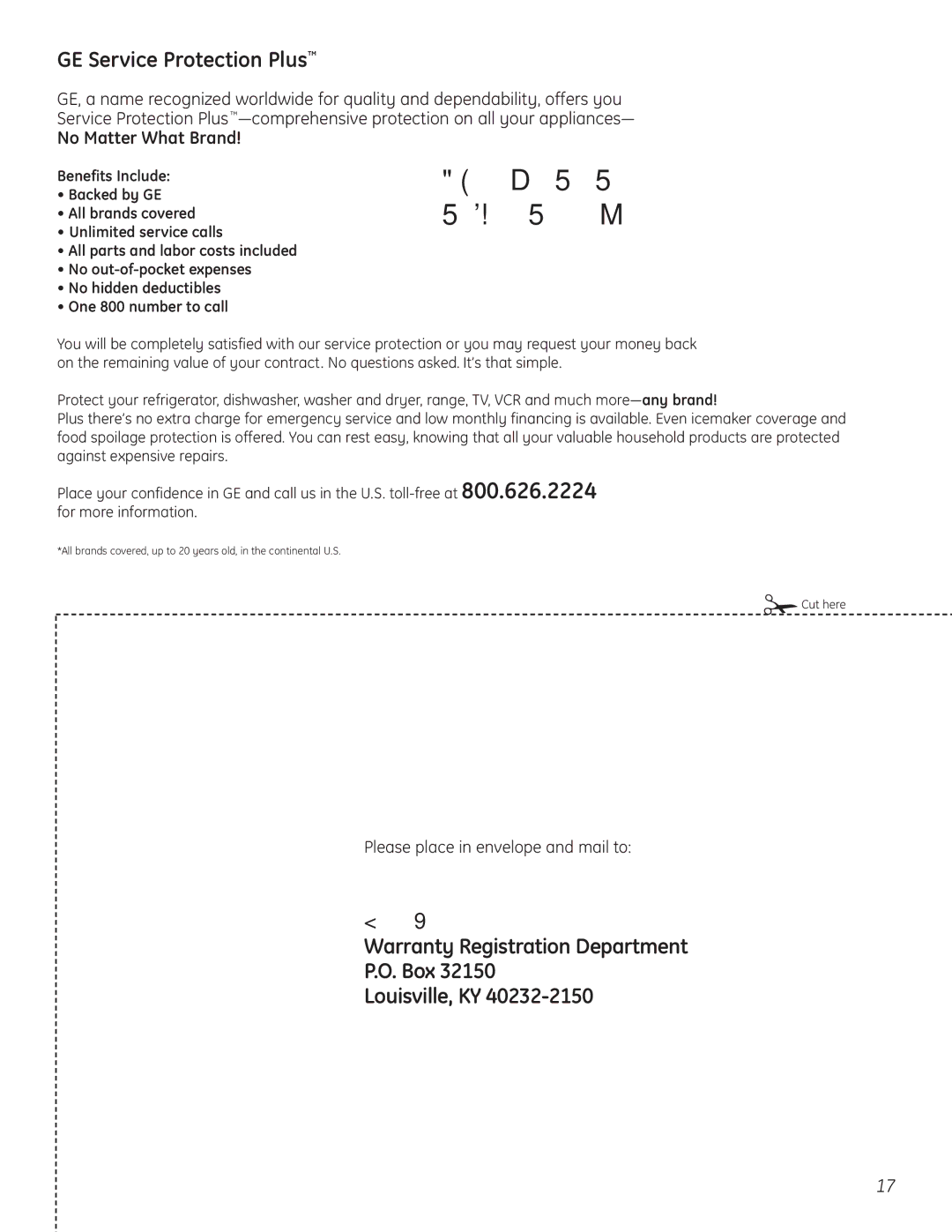 GE PCR06WATSS, PCR06BATSS installation instructions GE Service Protection Plus, General Electric Company 