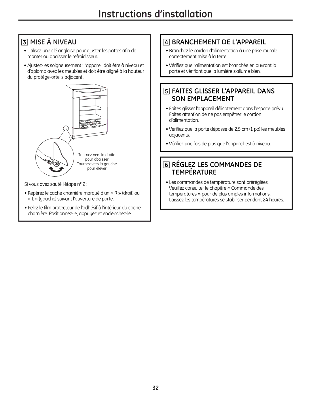 GE PCR06BATSS, PCR06WATSS installation instructions Mise À Niveau, Branchement DE L’APPAREIL 