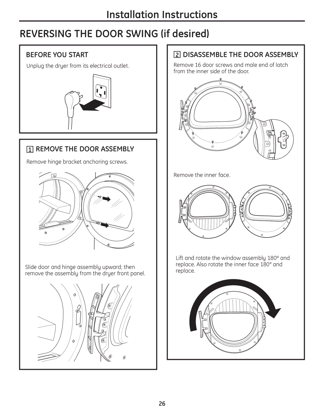 GE PCVH485EK, PCVH480EK owner manual Before YOU Start, Remove the Door Assembly 