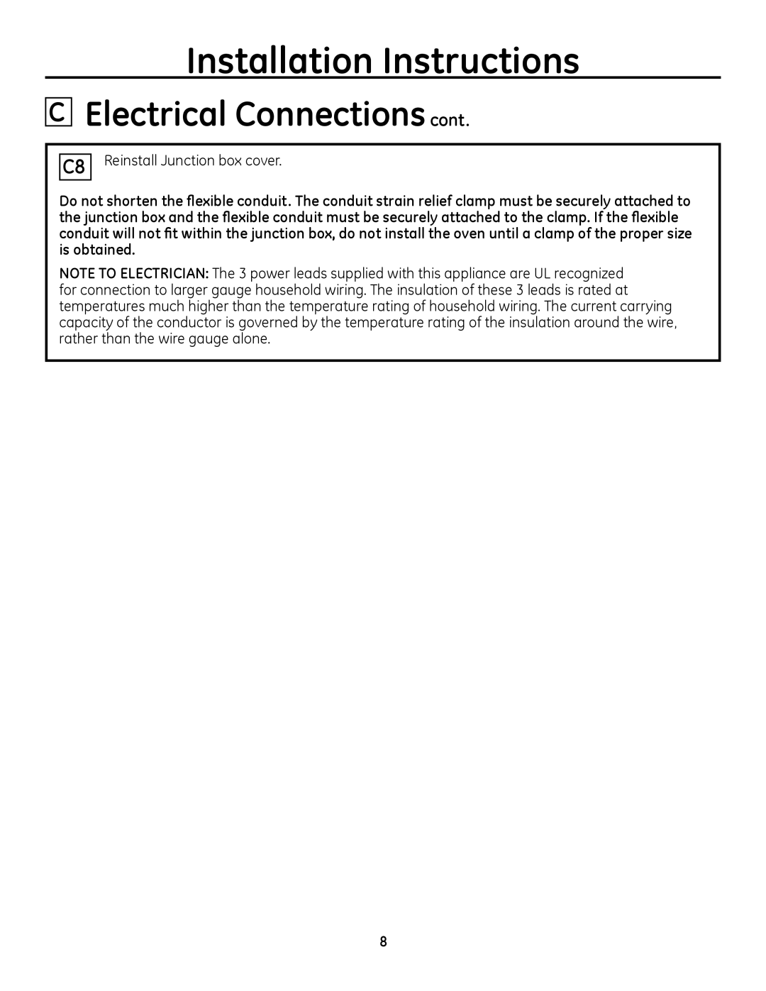 GE PD900, PD968 installation instructions Reinstall Junction box cover 