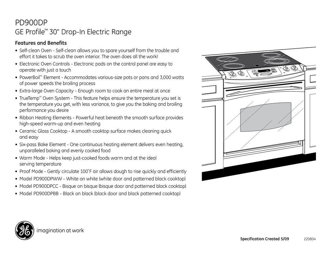 GE PD900DP installation instructions Features and Benefits 