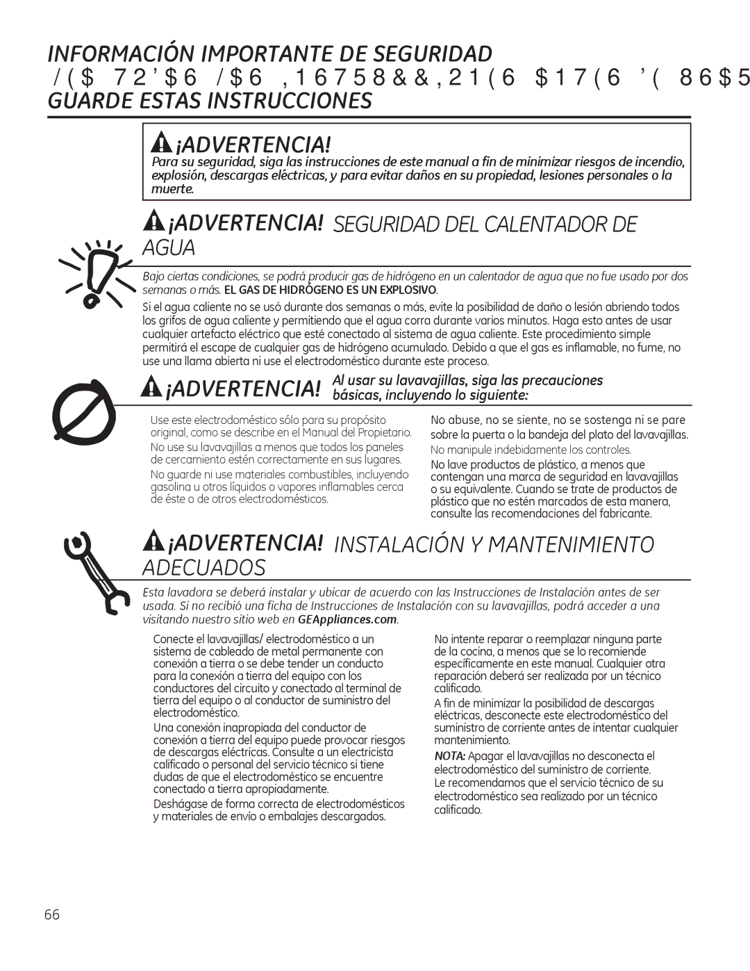 GE GDT580-740, PDT750-760, GDF570, DDT575 $72$6/$6,16758&&,216$17686$5³, „ No manipule indebidamente los controles 