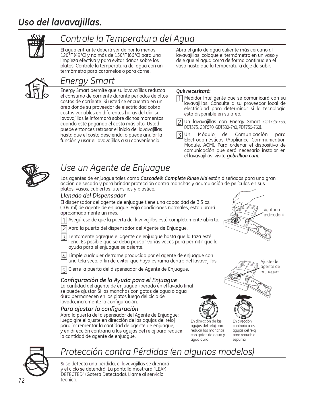 GE GDF570 Uso del lavavajillas, Llenado del Dispensador, Configuración de la Ayuda para el Enjuague, Qué necesitará 