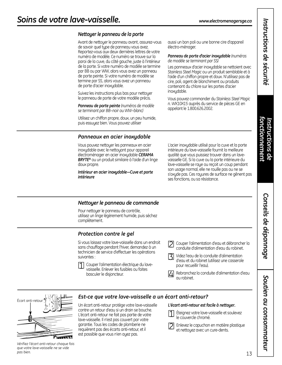 GE PDW 9800, PDW 9200, PDW 8800, PDW 8700 manual Soins de votre lave-vaisselle, Conseils de, Au consommateur 