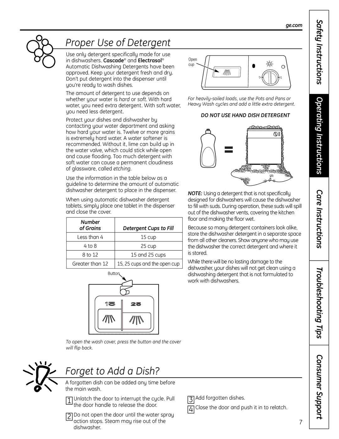 GE PDW1860NSS owner manual Safety, Support, Number 