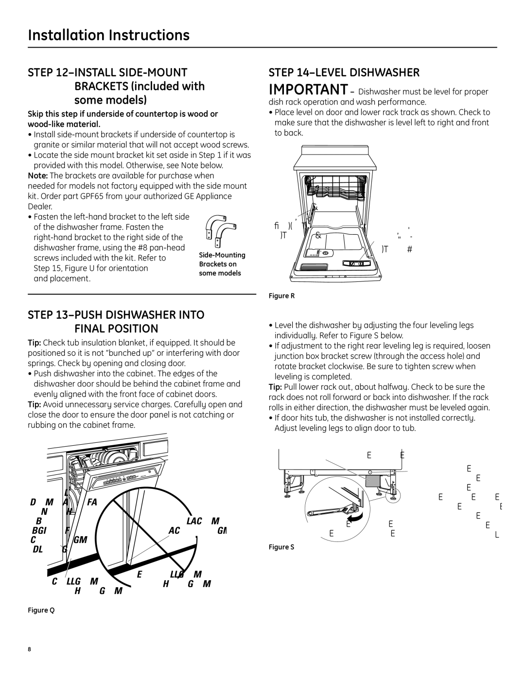 GE PDW7000, GSD6000 manual Level Dishwasher, Push Dishwasher Into Final Position 