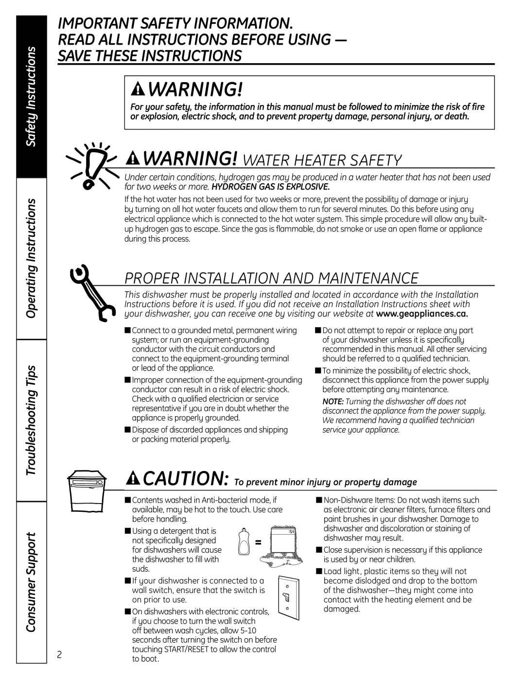 GE PDW7000 Series, GLD6900 Series Important Safety Information Read All Instructions Before Using, Save These Instructions 