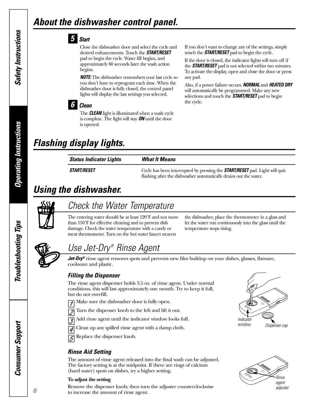 GE PDW8400, PDW8500, PDW8200, PDW8600 owner manual Using the dishwasher, Check the Water Temperature 