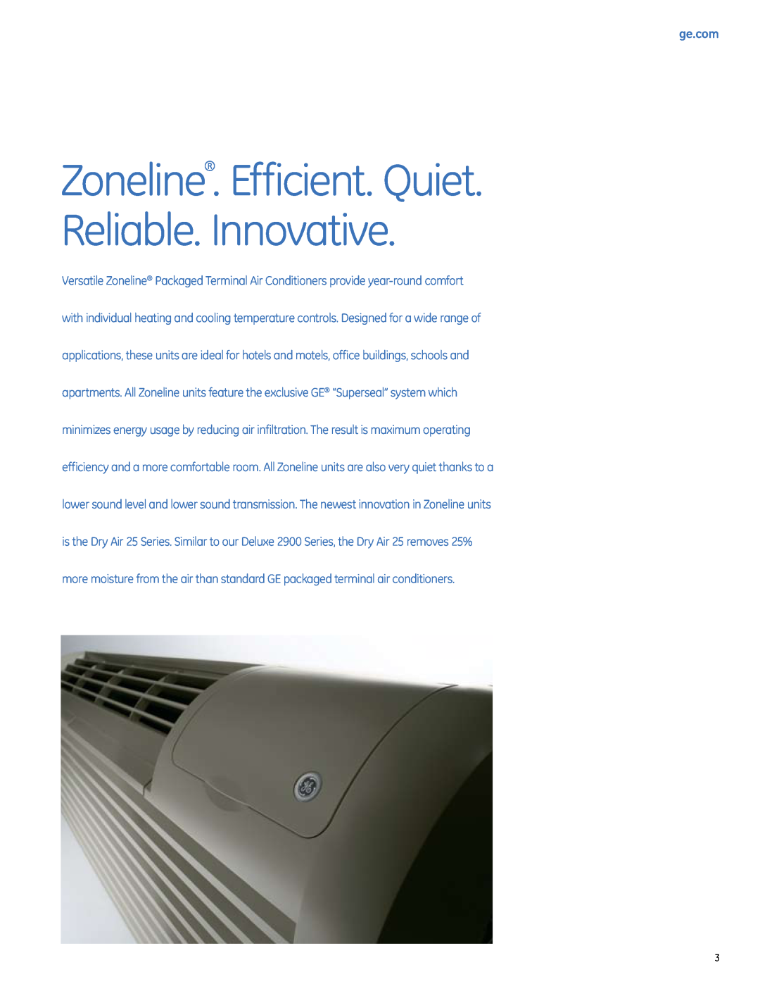 GE PDW9880J manual Zoneline. Efficient. Quiet Reliable. Innovative 