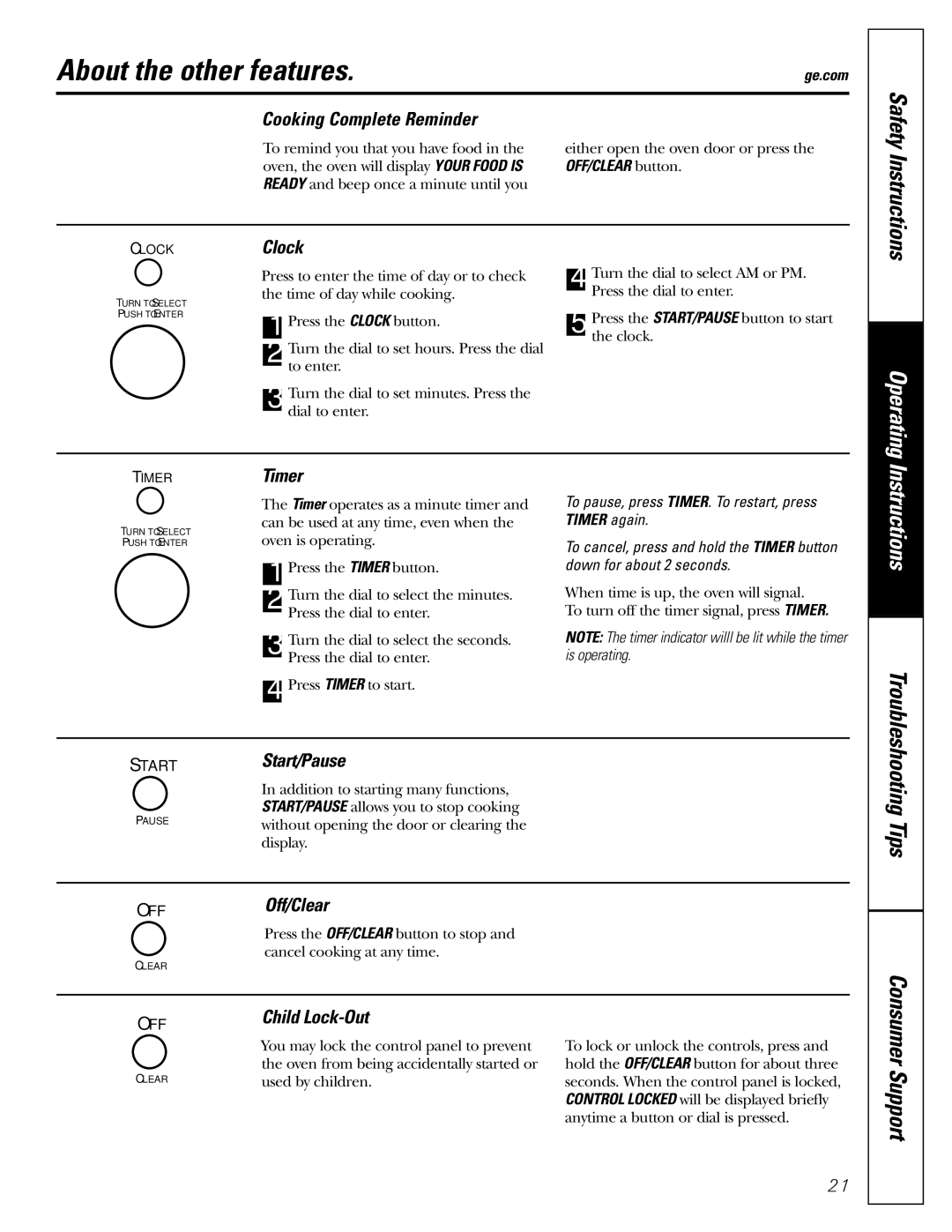 GE PEB1590 owner manual About the other features 