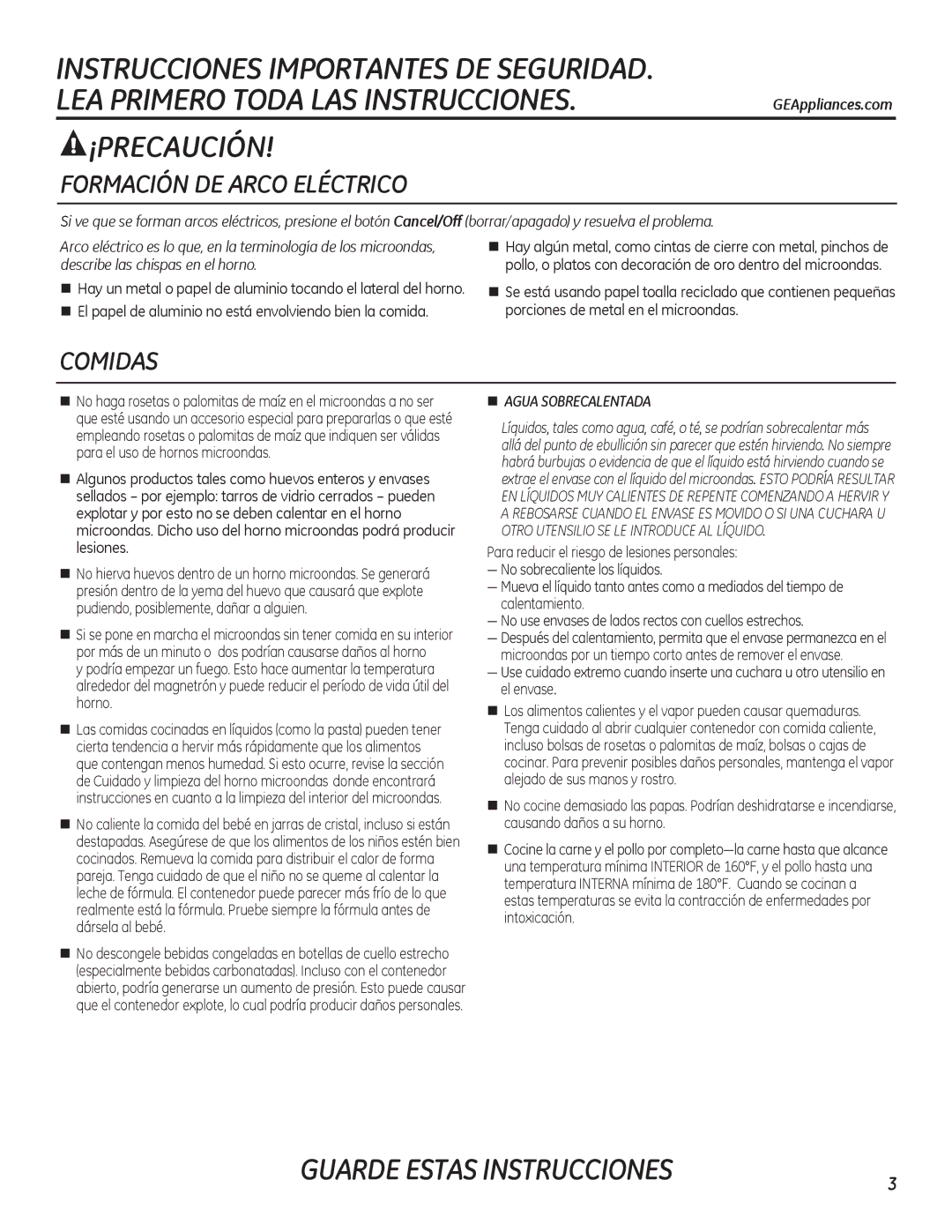 GE PEB7226 owner manual Instrucciones Importantes DE Seguridad 