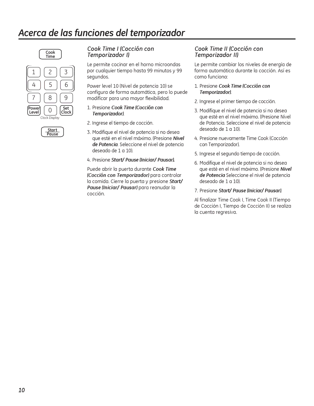 GE PEB7226 owner manual Acerca de las funciones del temporizador, Cook Time I Cocción con Temporizador 