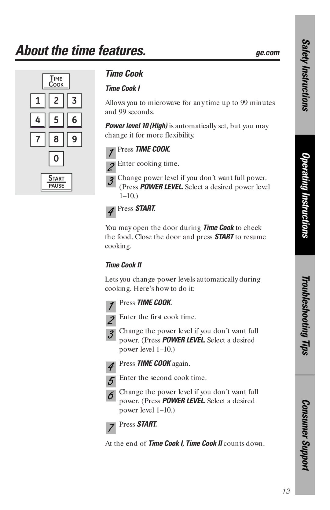 GE PEM31 owner manual About the time features, Press Time Cook 