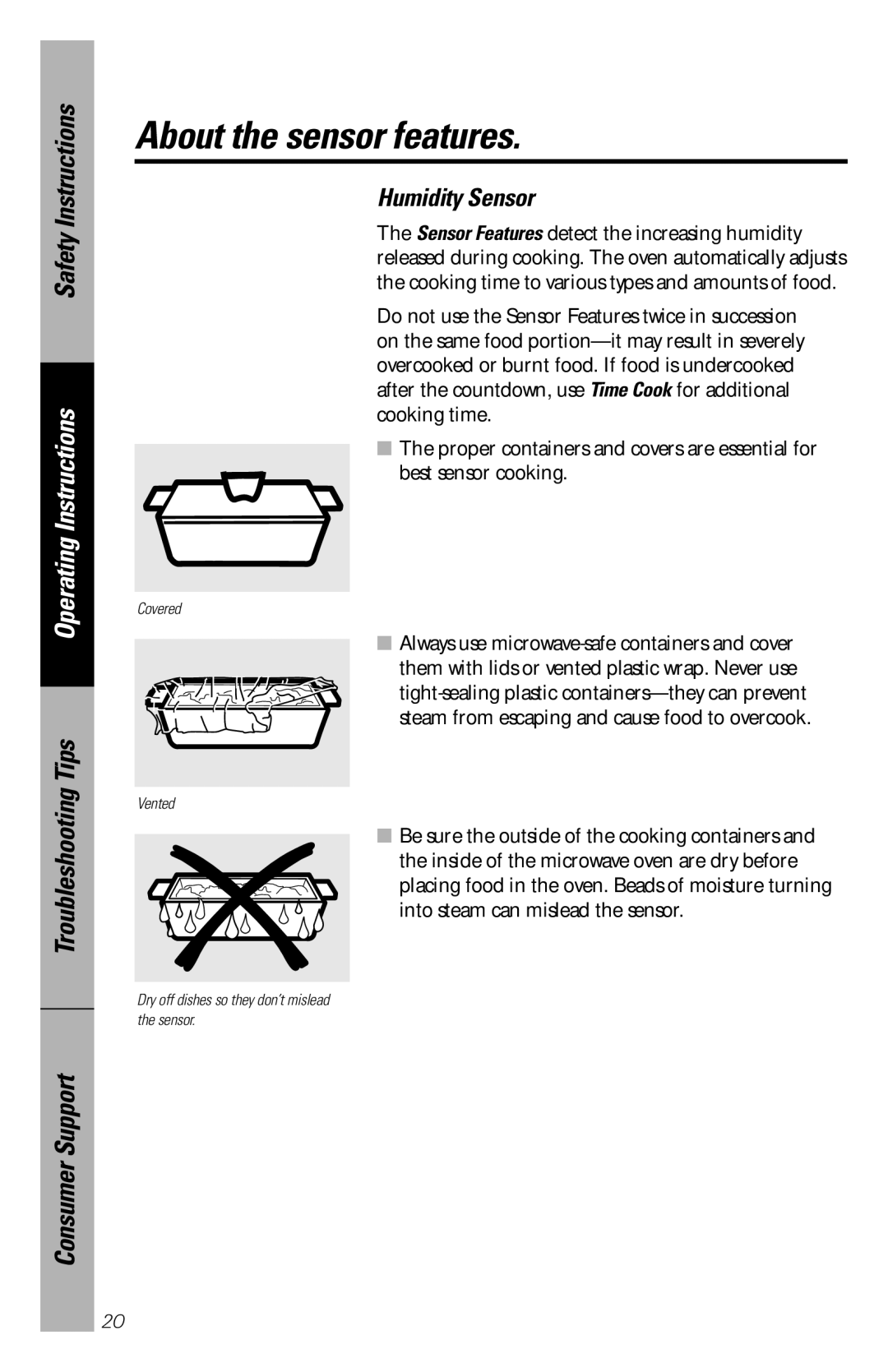 GE PEM31 owner manual About the sensor features, Humidity Sensor 