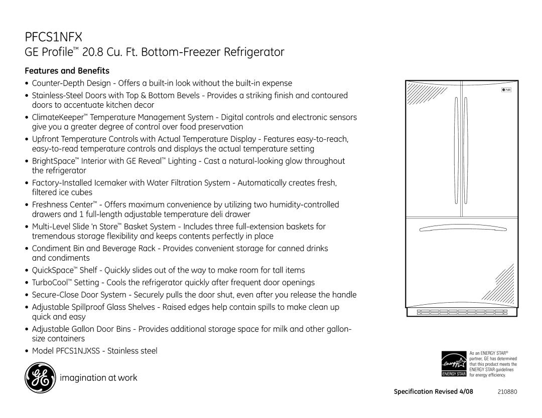 GE PFCS1NFXSS dimensions Features and Benefits 