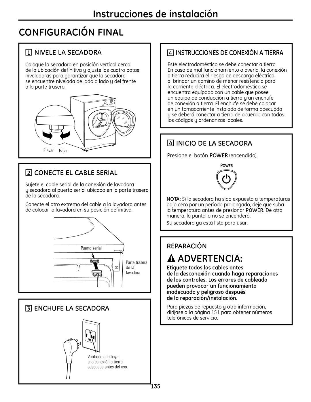 GE PFMS455, PFDS450, PFDN440, PFMN445, PFDS455, PFMS450, PFMN440, PFDN445 operating instructions Configuración Final 