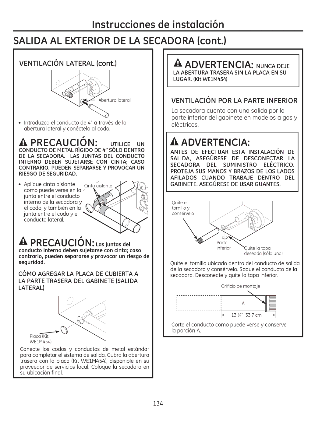 GE PFDN445, PFDS450, PFDN440, PFMN445 Precaución Utilice UN, Advertencia Nunca Deje, Ventilación POR LA Parte Inferior 