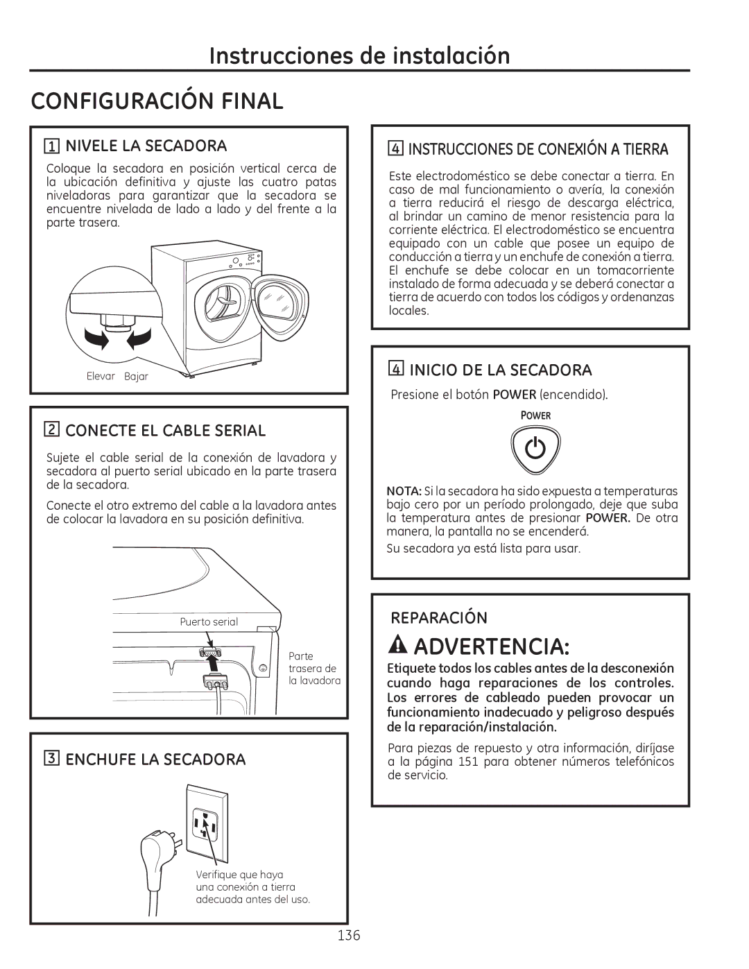 GE PFDS450, PFDN440, PFMN445, PFDS455, PFMS450, PFMN440, PFDN445, PFMS455 operating instructions Configuración Final 