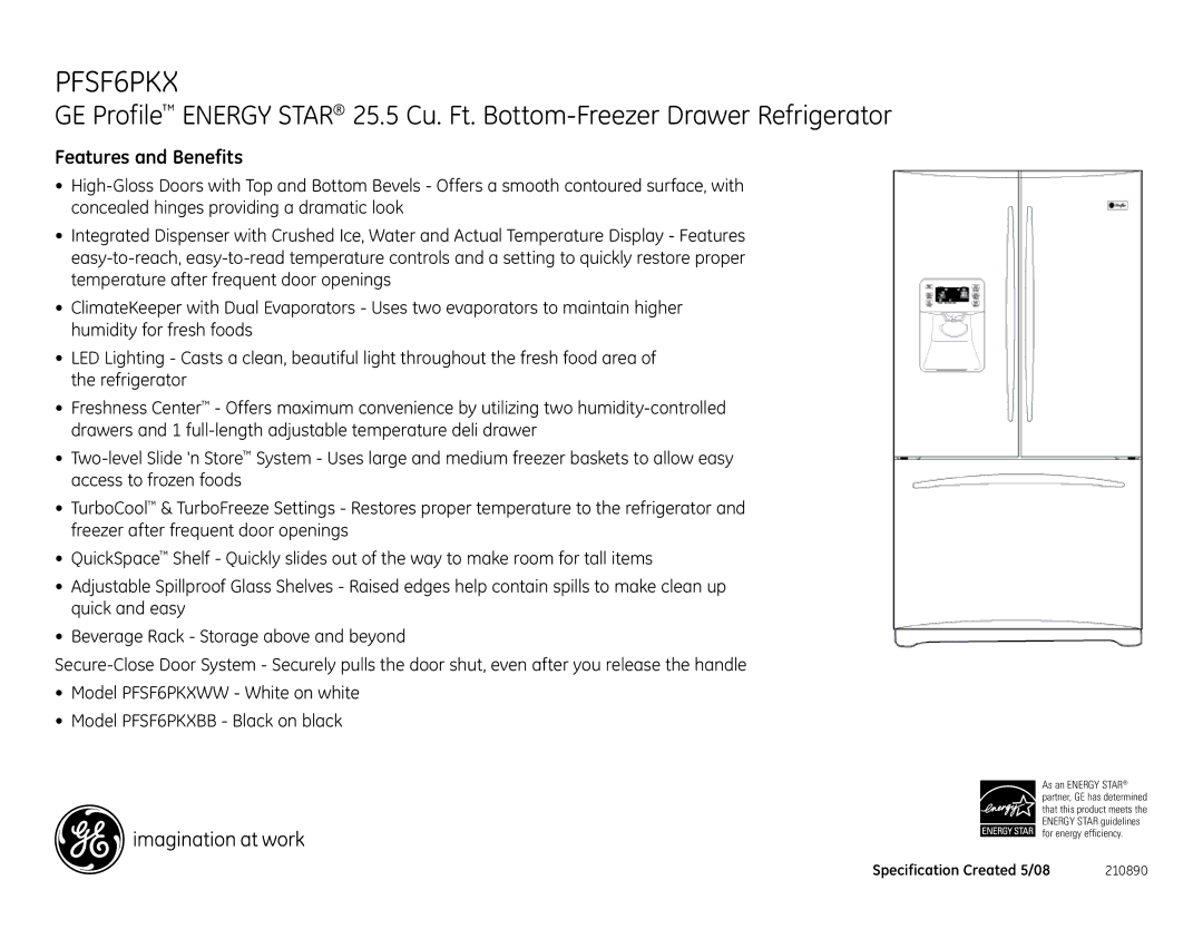 GE PFSF6PKX dimensions Features and Benefits 