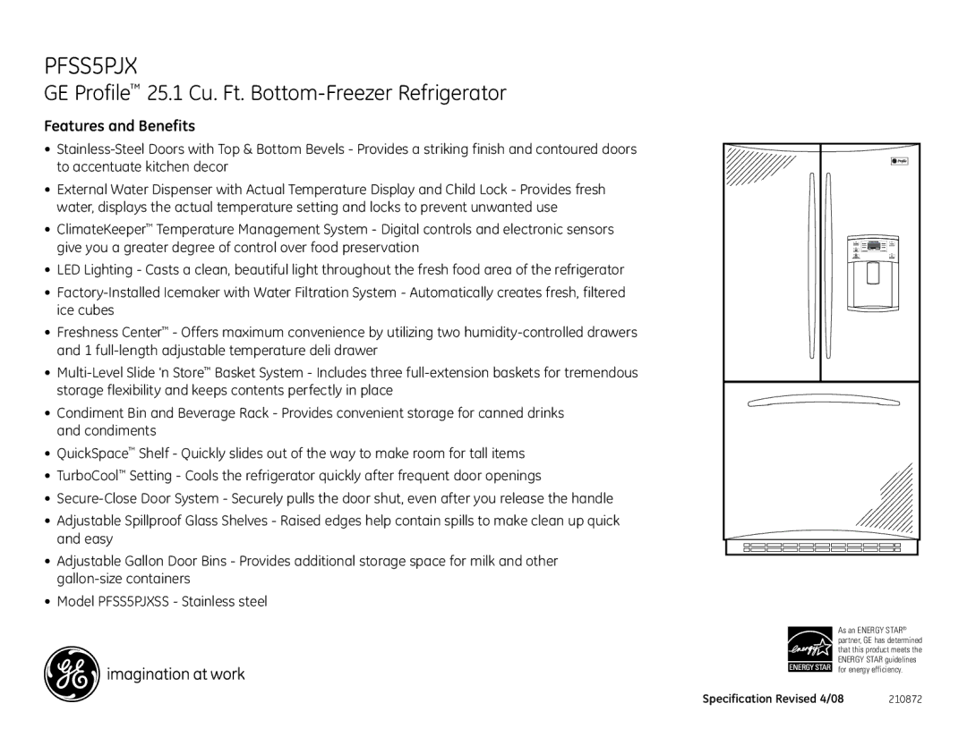 GE PFSS5PJXSS dimensions Features and Benefits 