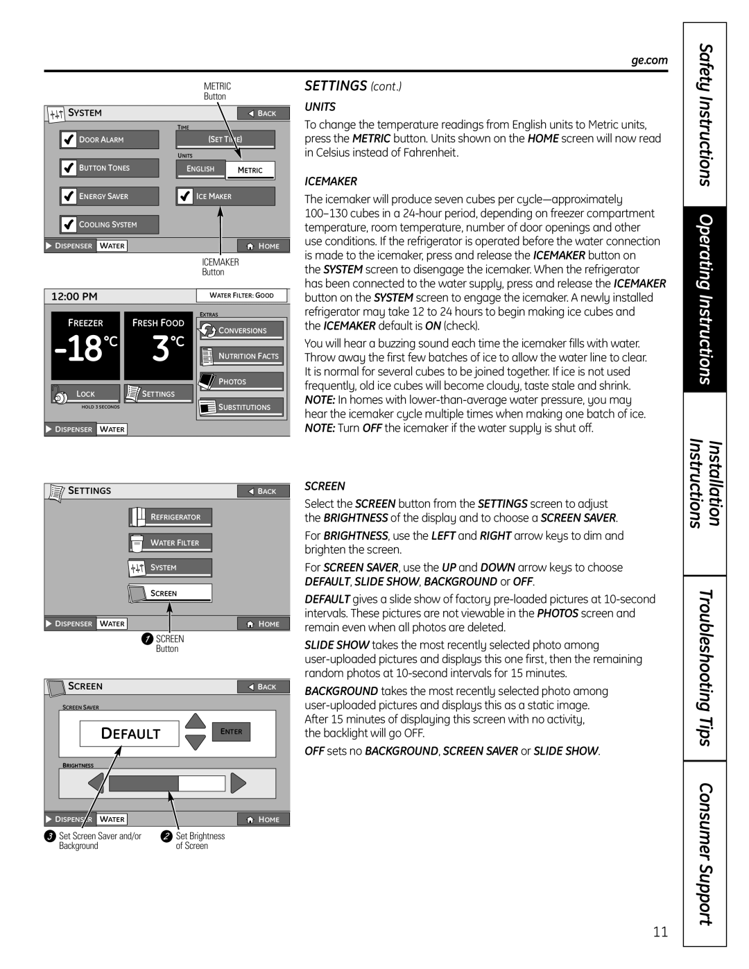 GE PFSS6SMXSS Support, Troubleshooting Tips Consumer, Default, Instructions Operating Instructions, Installation 