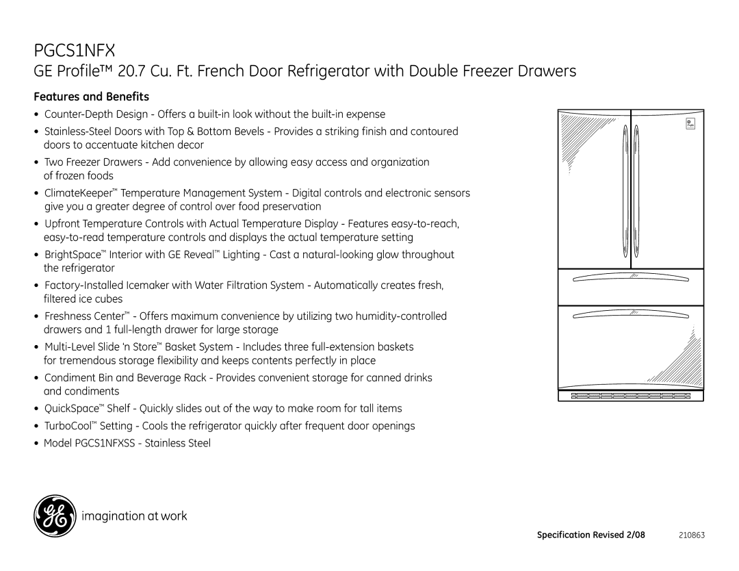 GE PGCS1NFX dimensions Features and Benefits 