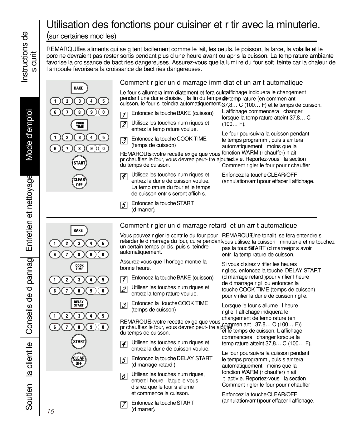 GE PGS968 owner manual Temps de cuisson, Démarrer 