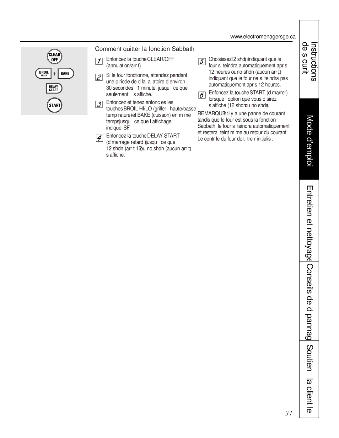 GE PGS968 owner manual Annulation/arrêt, ’affiche 