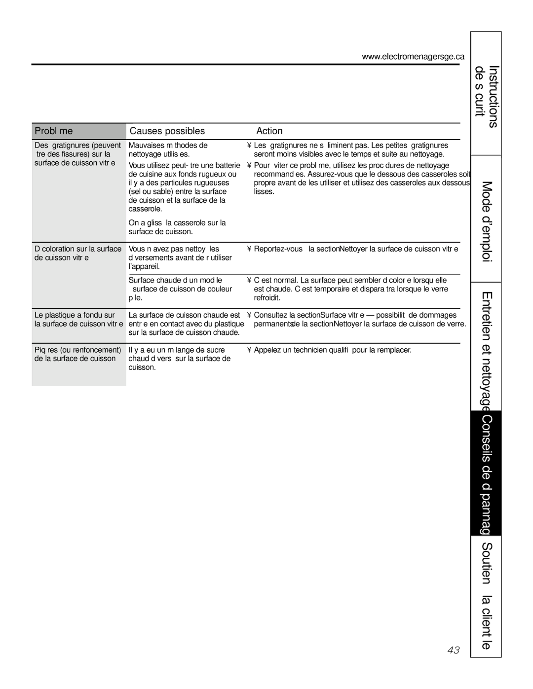 GE PGS968 owner manual De la surface de cuisson 